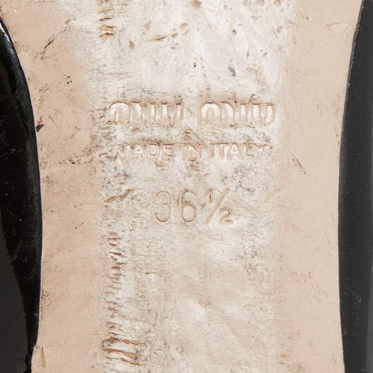 Pre Owned Miu Miu Black Patent Leather Trio Buckle Embellished Ballet Flats Size 36.5