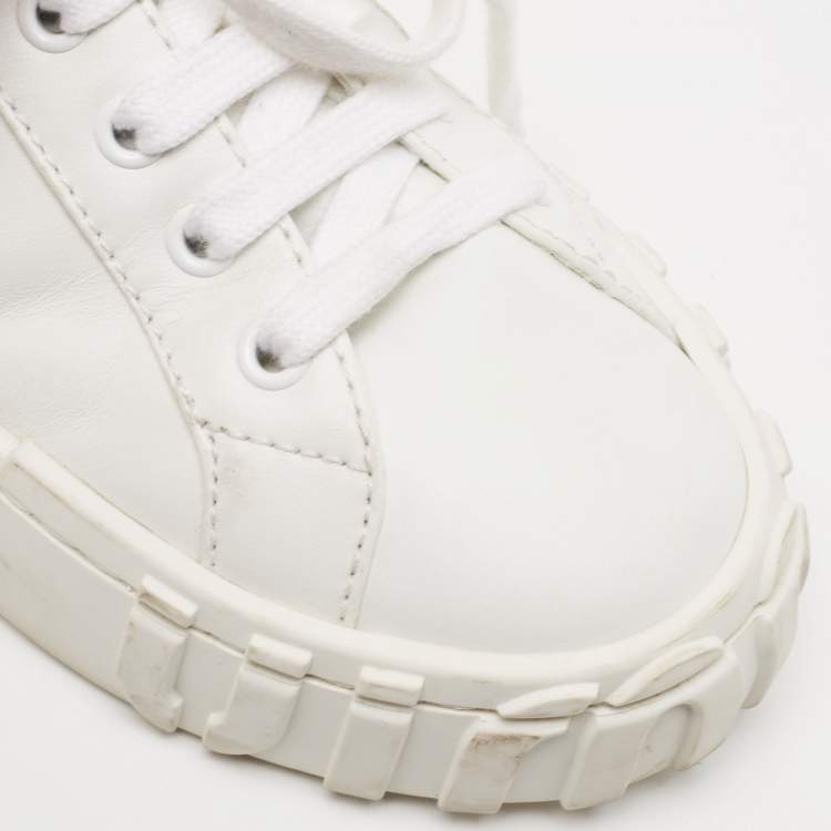 Pre Owned Miu Miu White Leather Low Top Sneakers Size 36
