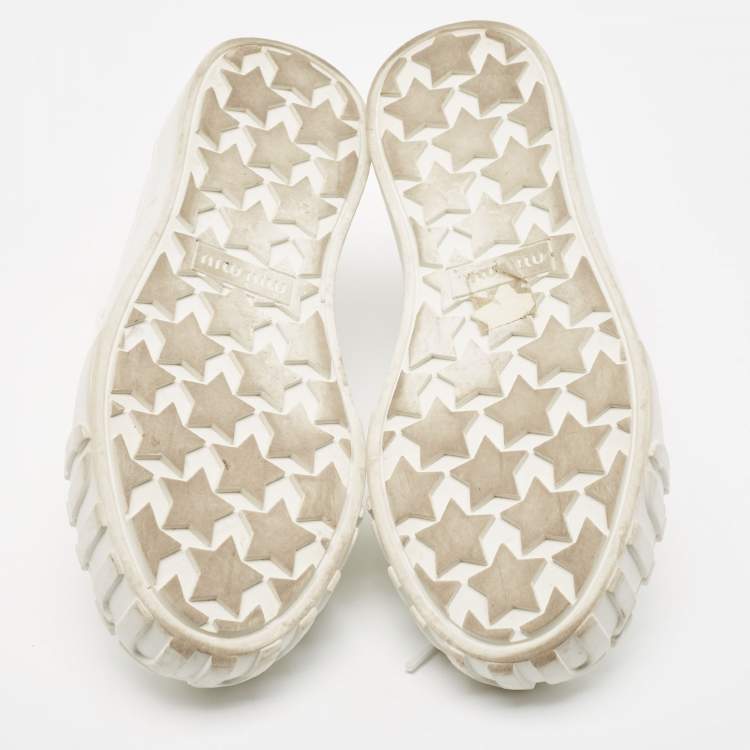 Pre Owned Miu Miu White Leather Low Top Sneakers Size 36