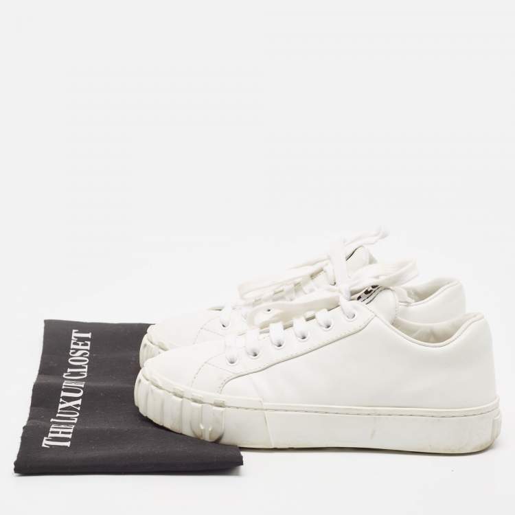 Pre Owned Miu Miu White Leather Low Top Sneakers Size 36