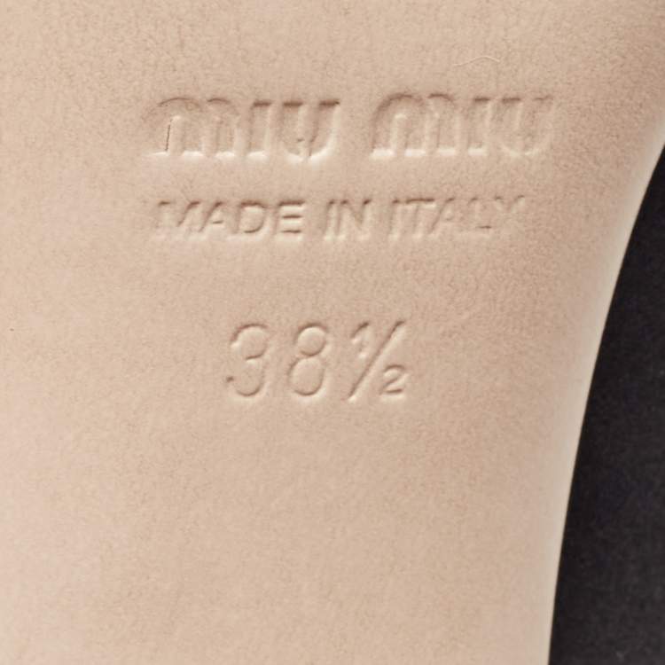 Pre Owned Miu Miu Black Satin Ankle Wrap Pumps Size 38.5