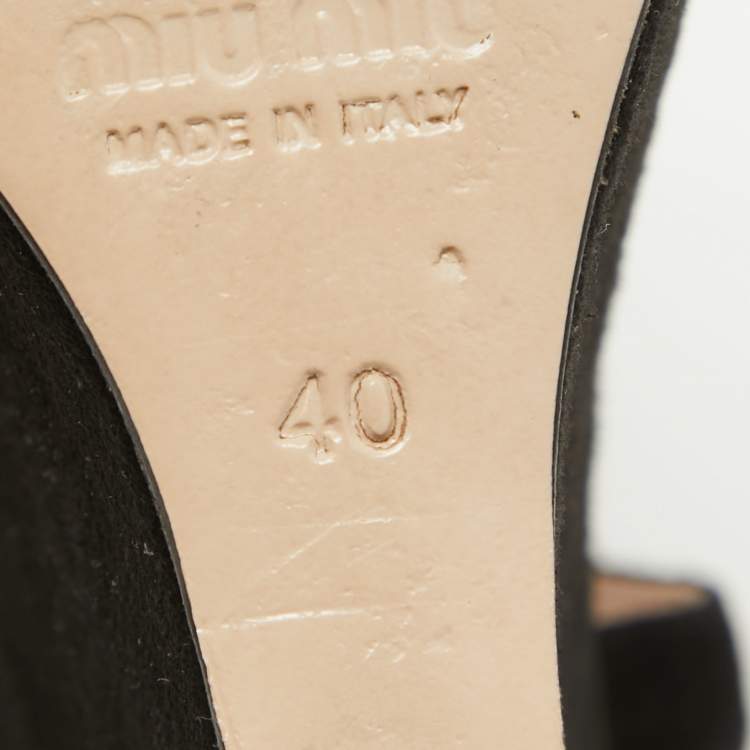 Pre Owned Miu Miu Black Suede T-Strap Platform Wedge Sandals Size 40
