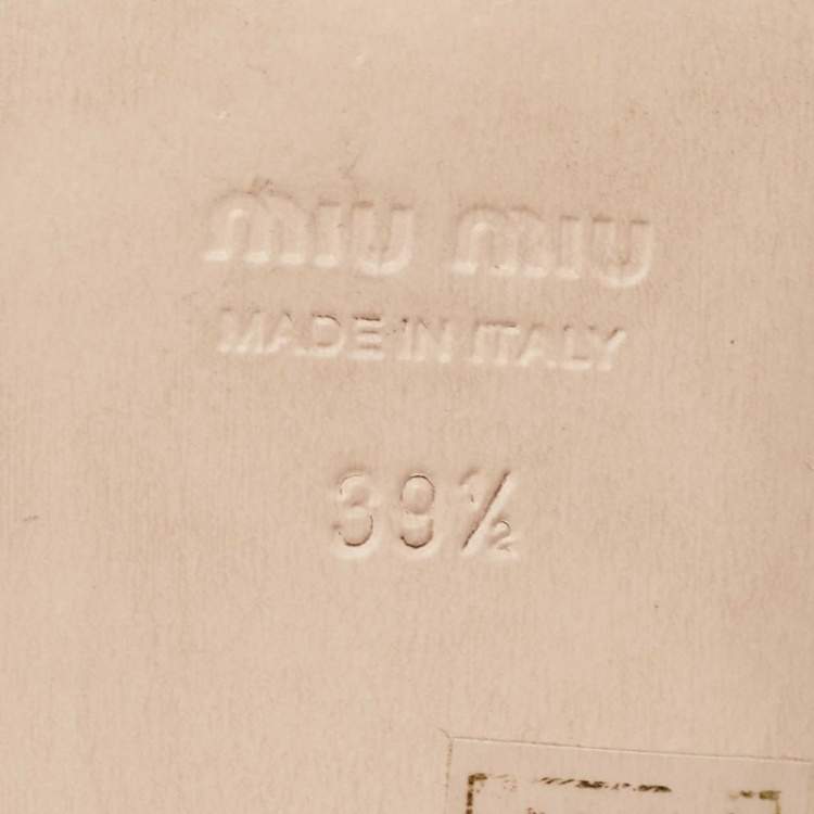 Pre Owned Miu Miu White Leather  Slide Sandals Size 39.5