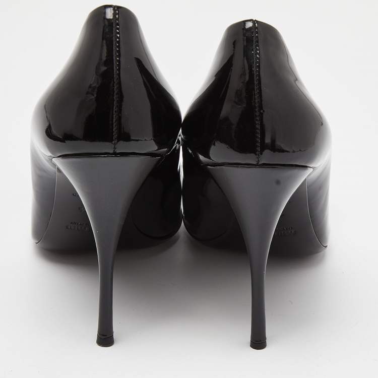 Pre Owned Miu Miu Black Patent Leather Bow Pumps Size 40.5