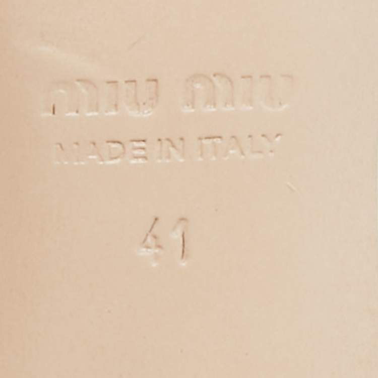 Pre Owned Miu Miu Off White Croc Embossed Leather Slide Sandals Size 41