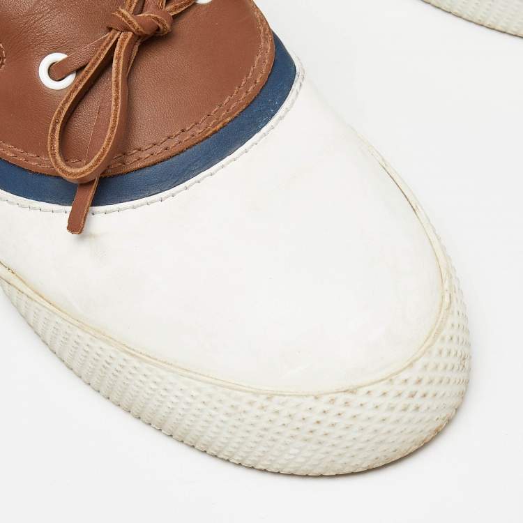 Pre Owned Miu Miu Tri Color Leather Slip On Sneakers Size 39.5