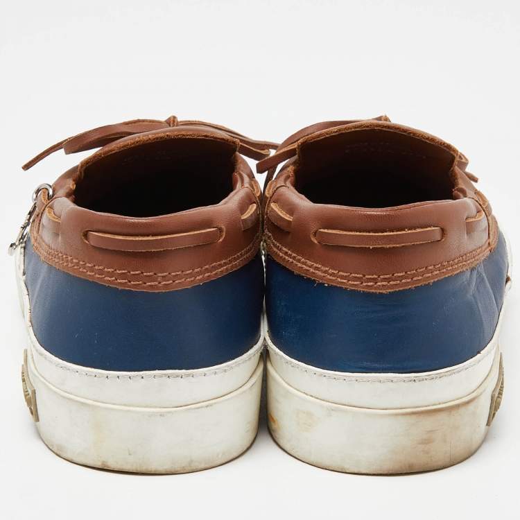 Pre Owned Miu Miu Tri Color Leather Slip On Sneakers Size 39.5