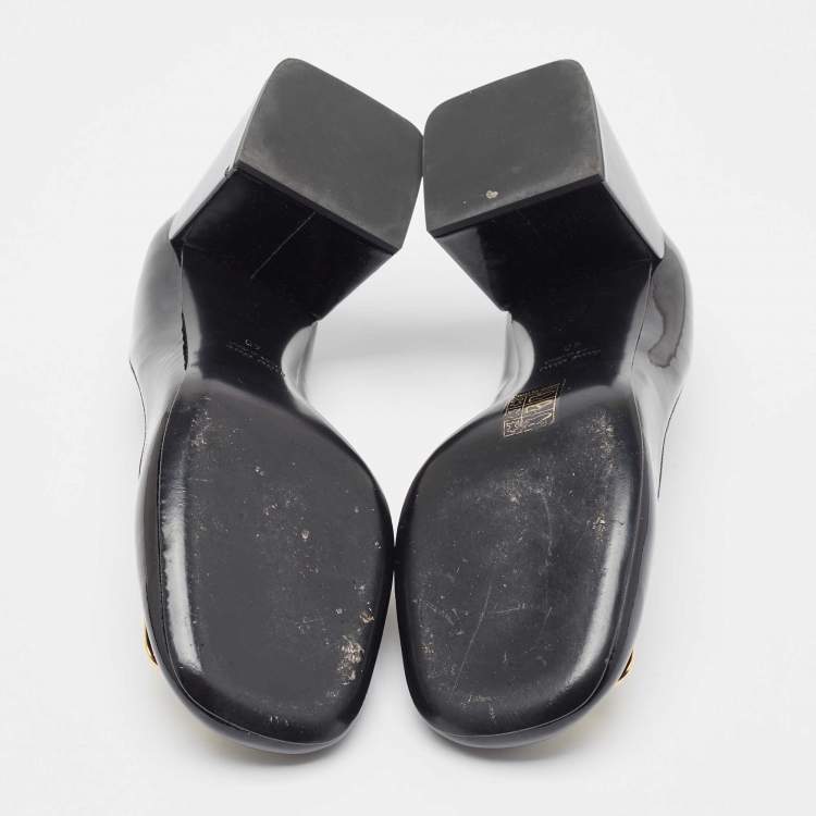 Pre Owned Miu Miu Black Patent Block Heel Pumps Size 40