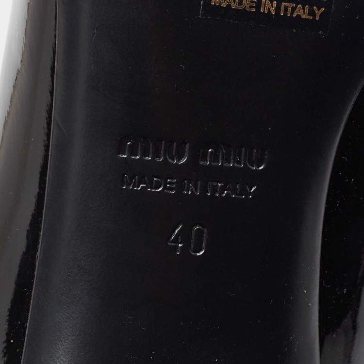 Pre Owned Miu Miu Black Patent Block Heel Pumps Size 40