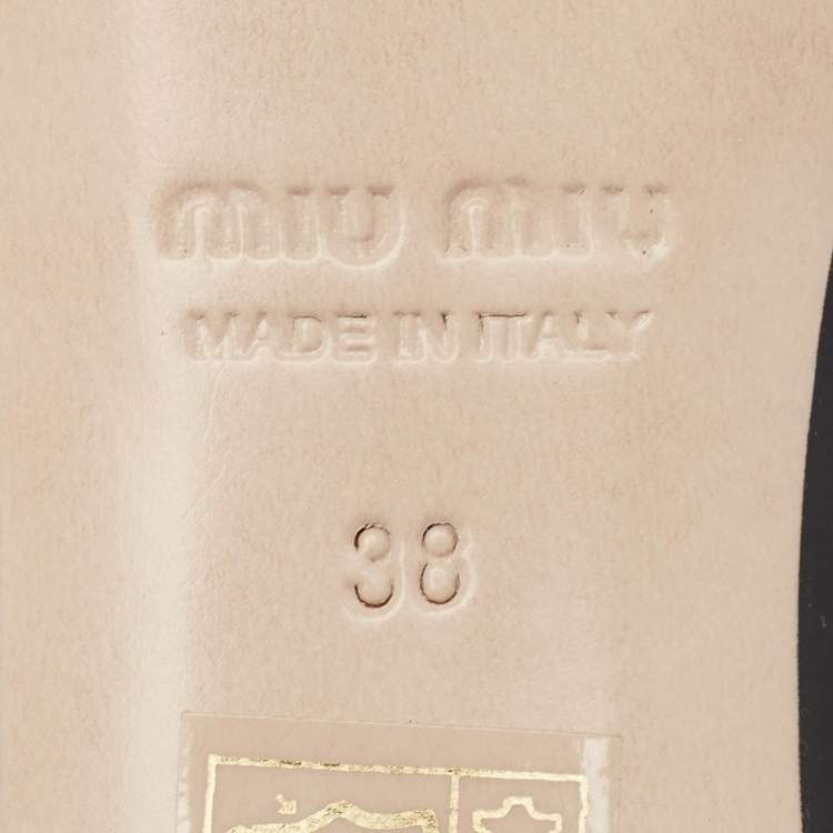 Pre Owned Miu Miu Black Patent Crystal Embellished Peep Toe Pumps Size 38