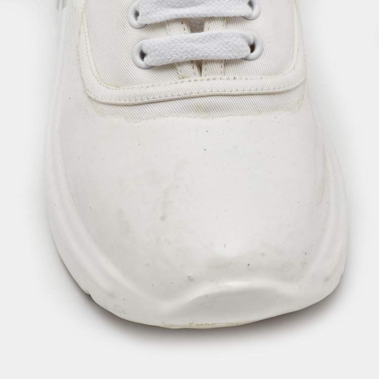 Pre Owned Miu Miu White Canvas and Rubber Low Top Sneakers Size 37