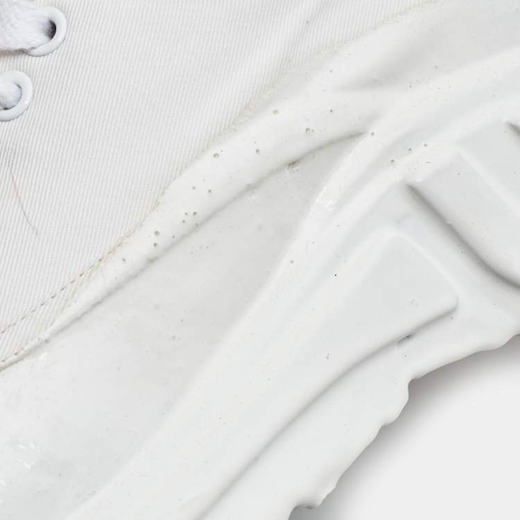 Pre Owned Miu Miu White Canvas and Rubber Low Top Sneakers Size 37