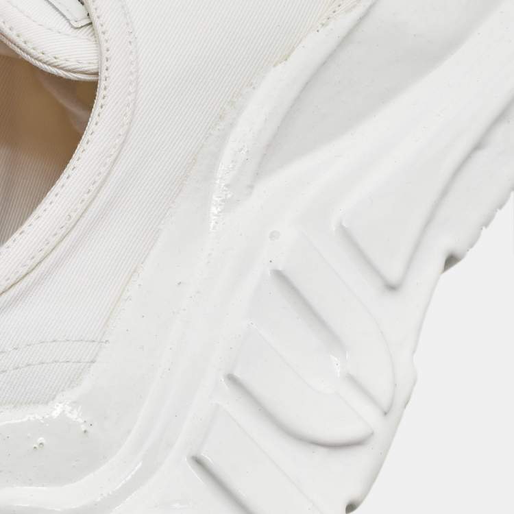Pre Owned Miu Miu White Canvas and Rubber Low Top Sneakers Size 37