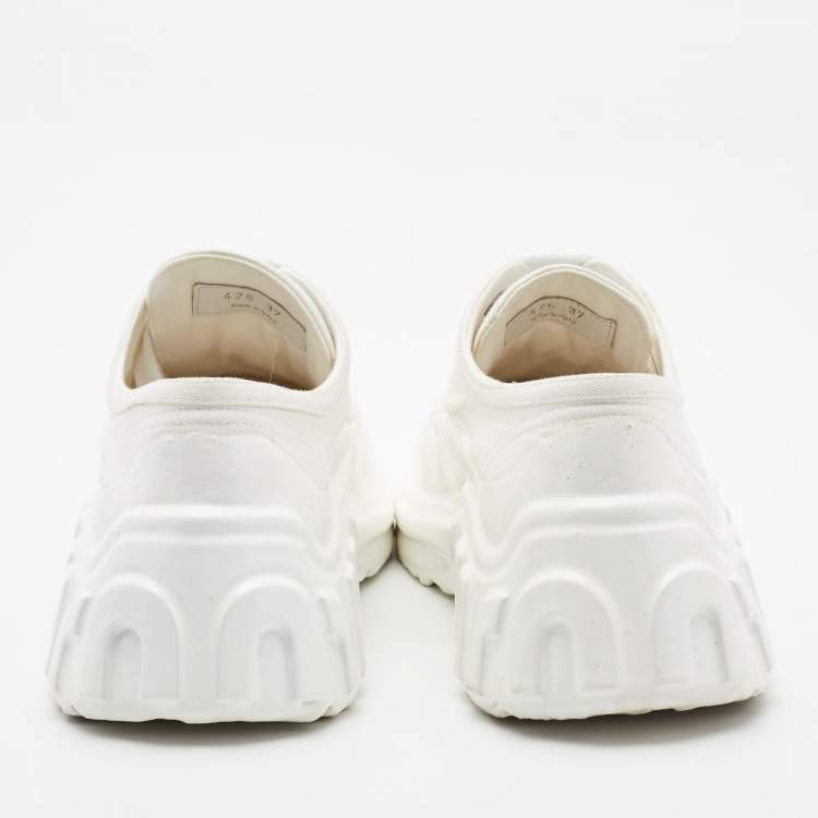 Pre Owned Miu Miu White Canvas and Rubber Low Top Sneakers Size 37