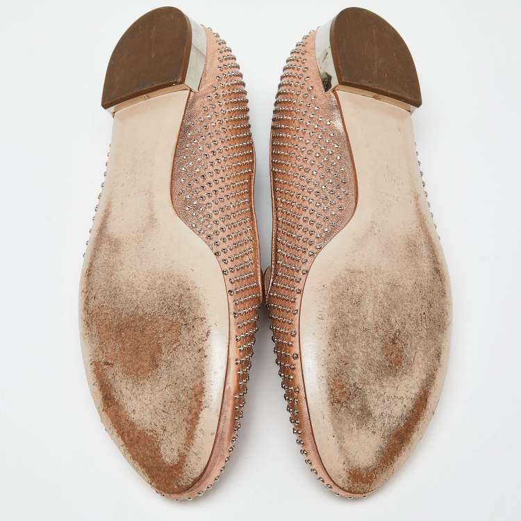 مملوكة مسبقًا Miu Miu Metallic Studded Leather Smoking Slippers Size 40.5 