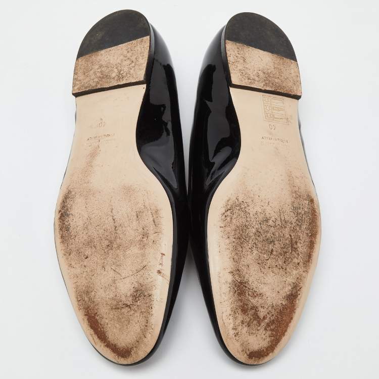 Pre Owned Miu Miu Black Patent Leather and PVC Ballet Flats Size 40