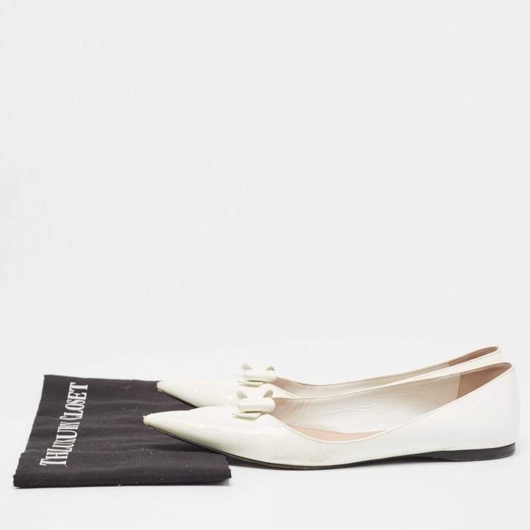 Pre Owned Miu Miu White Patent Leather Ballet Flats Size 38.5