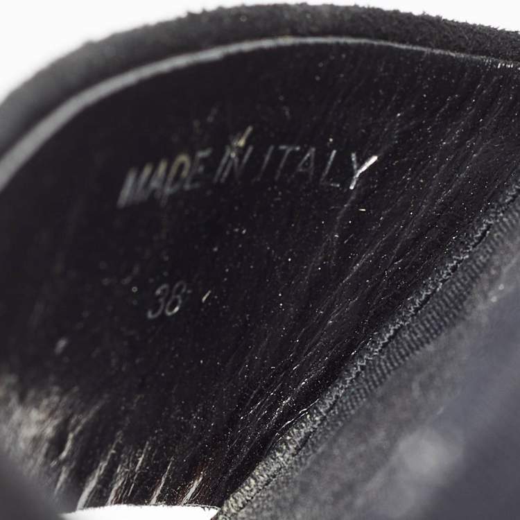 Pre Owned Miu Miu Black Suede Ankle Wedge Sandals Size 38 