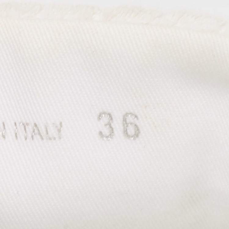 Pre Owned Miu Miu White Terry Fabric Logo Embroidered Slides Size 36