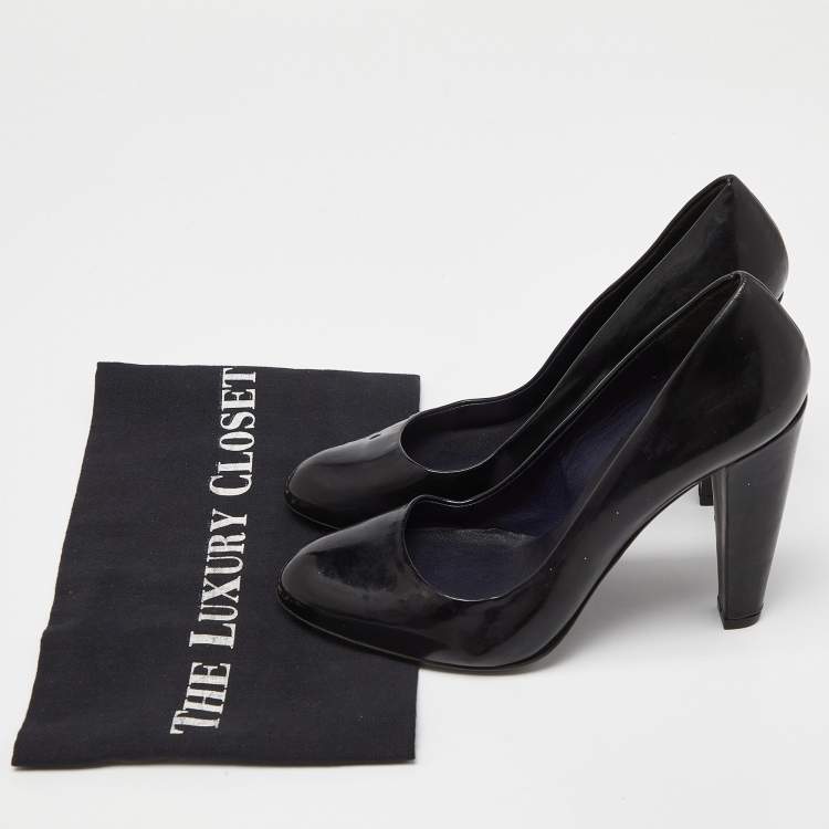 Pre Owned Miu Miu Black Patent Leather Round Toe Pumps Size 37