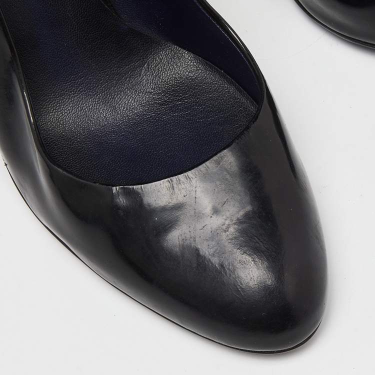 Pre Owned Miu Miu Black Patent Leather Round Toe Pumps Size 37