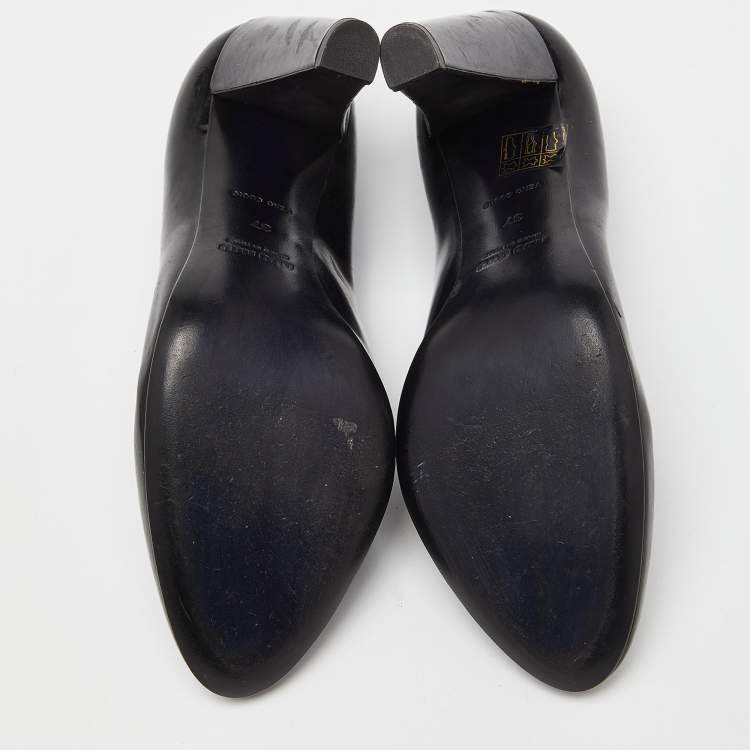 Pre Owned Miu Miu Black Patent Leather Round Toe Pumps Size 37