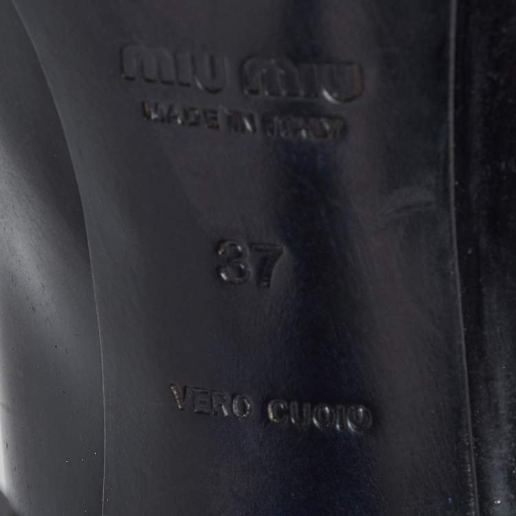 Pre Owned Miu Miu Black Patent Leather Round Toe Pumps Size 37