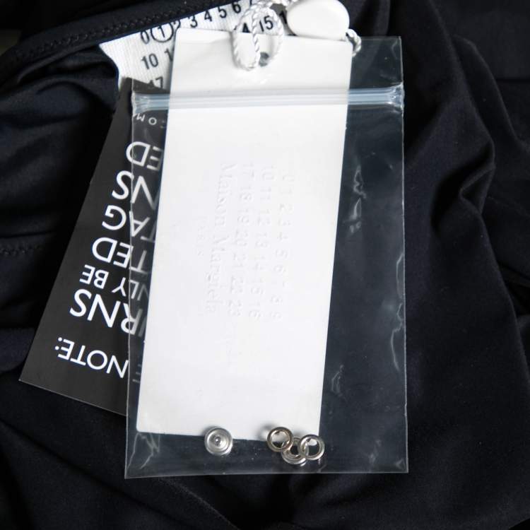 Pre Owned MM6 Maison Margiela Black Jersey Overlay Detail Long Sleeve Bodysuit M