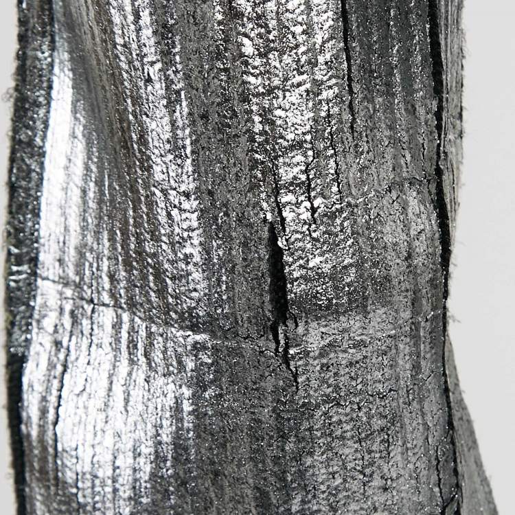 Pre Owned MM6 Maison Margiela Silver Printed Wool Blend Turtle Neck Sweater M