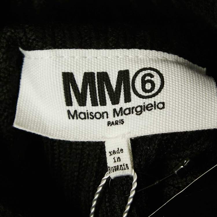 Pre Owned MM6 Maison Margiela Silver Printed Wool Blend Turtle Neck Sweater M