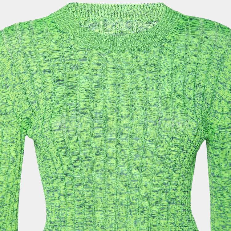 Pre Owned MM6 Maison Margiela Green Space Dyed Ribbed Knit Sweater S