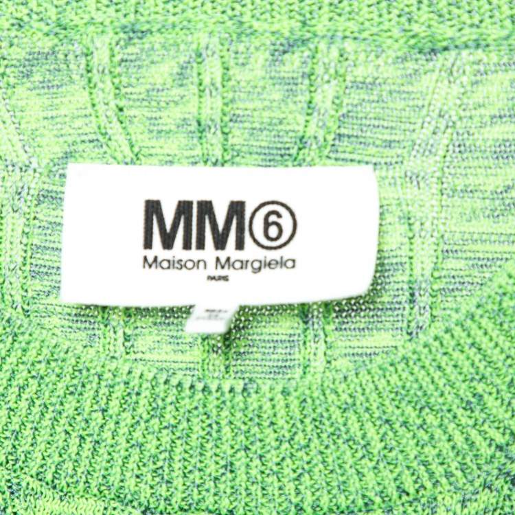 Pre Owned MM6 Maison Margiela Green Space Dyed Ribbed Knit Sweater S