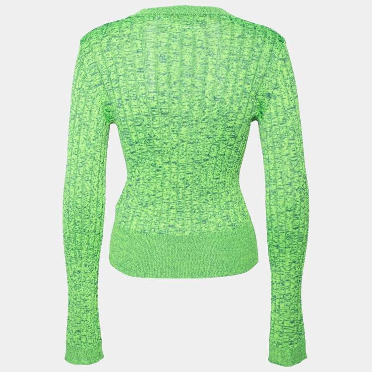 Pre Owned MM6 Maison Margiela Green Space Dyed Ribbed Knit Sweater S