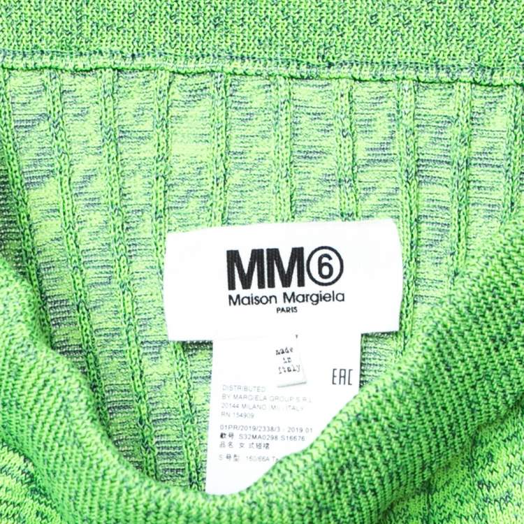 Pre Owned MM6 Maison Margiela Green Space Dyed Rib Knit Slit Detail Skirt S