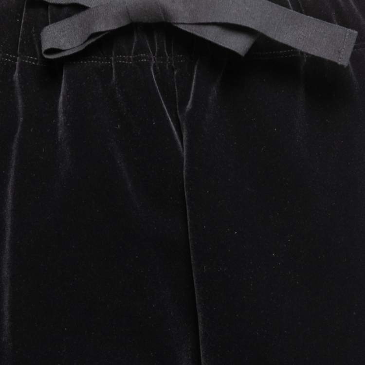 Pre Owned Maison Margiela MM6 Black Velvet Elasticized Waist Trousers M