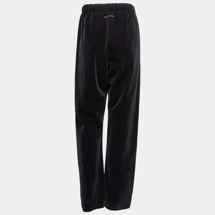 Pre Owned Maison Margiela MM6 Black Velvet Elasticized Waist Trousers M