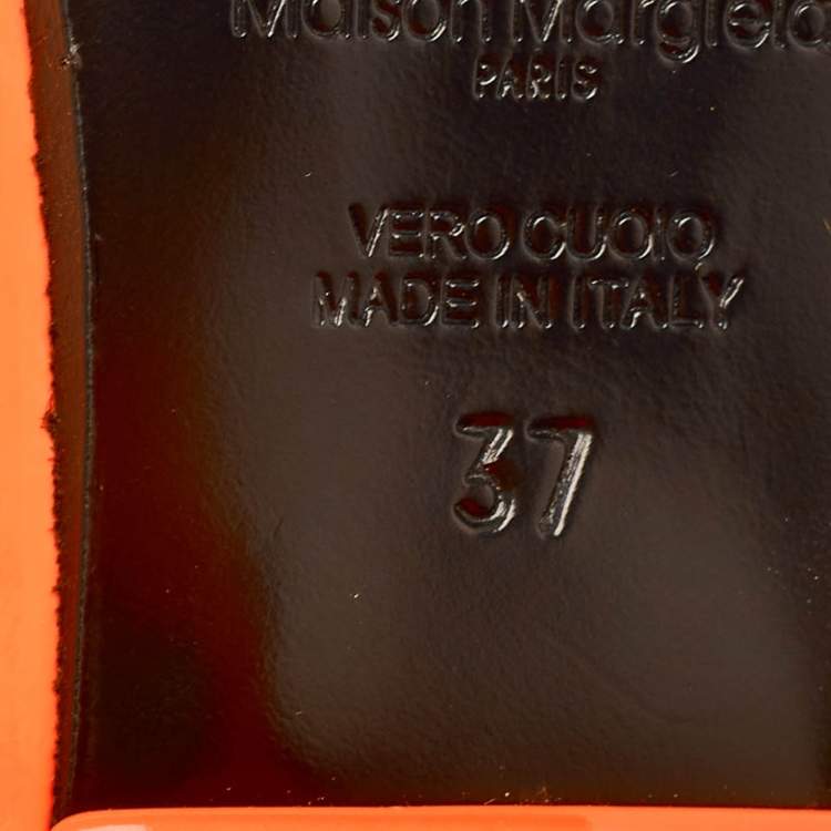 مملوكة مسبقًا MM6 Maison Margiela Neon Orange Leather Pointed Toe D'orsay Pumps Size 37