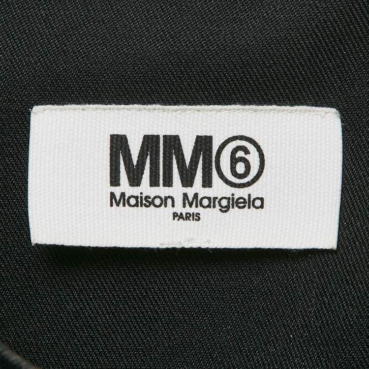 Pre Owned MM6 Maison Margiela Black Wool Blend Gabardine Midi Dress One Size 