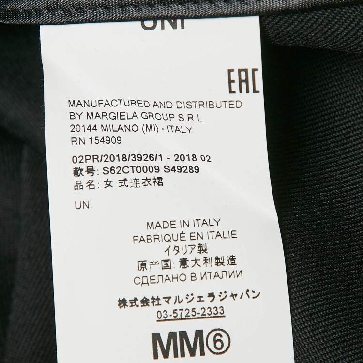 Pre Owned MM6 Maison Margiela Black Wool Blend Gabardine Midi Dress One Size 