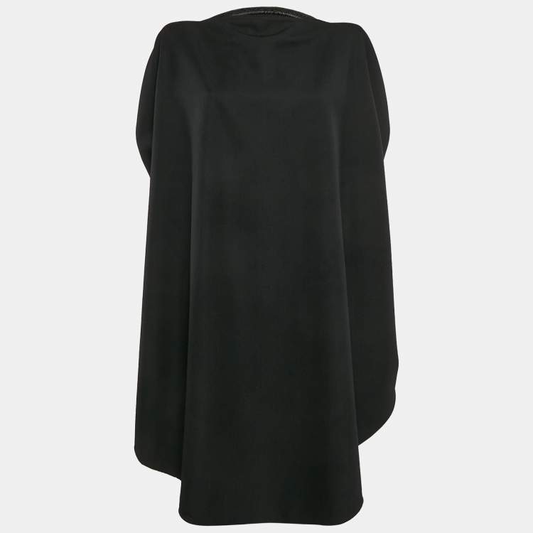 Pre Owned MM6 Maison Margiela Black Wool Blend Gabardine Midi Dress One Size 
