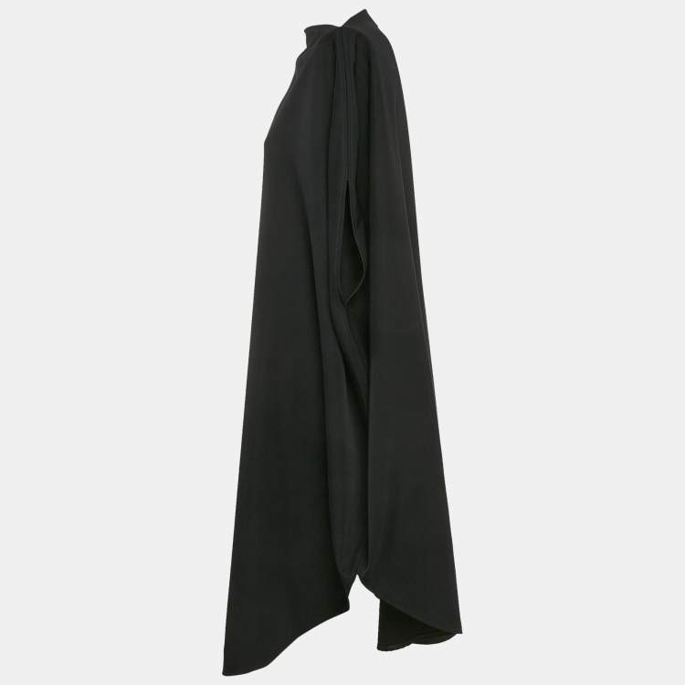 Pre Owned MM6 Maison Margiela Black Wool Blend Gabardine Midi Dress One Size 
