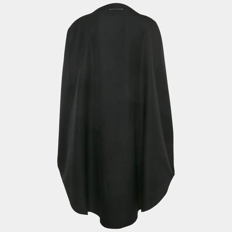 Pre Owned MM6 Maison Margiela Black Wool Blend Gabardine Midi Dress One Size 