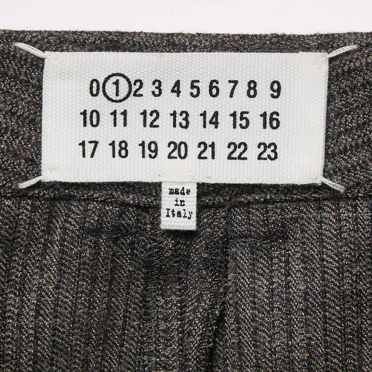 Pre Owned Maison Margiela Grey Wool Pleated Pencil Skirt M
