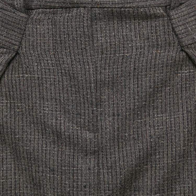 Pre Owned Maison Margiela Grey Wool Pleated Pencil Skirt M