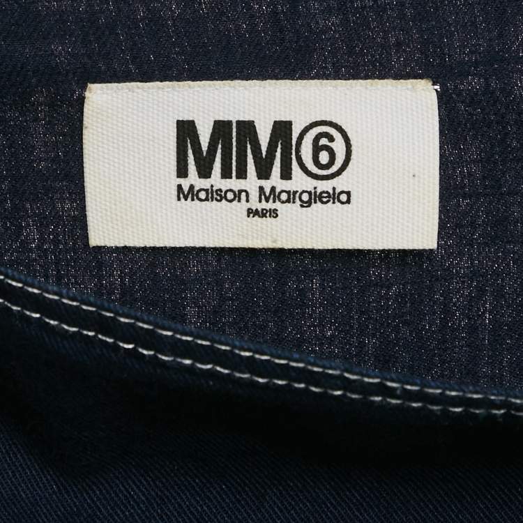 Pre Owned MM6 Maison Margiela Dark Blue Cotton Knot Detail Short Dress One Size
