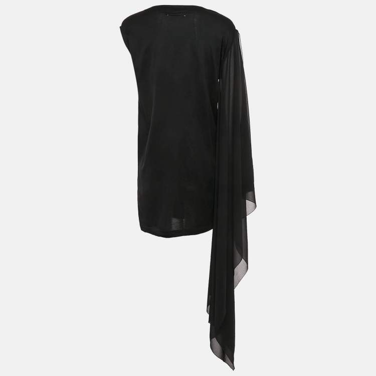 مملوكة مسبقًا MM6 Maison Margiela Black Cotton Knit Elongated Sleeve Mini Dress M
