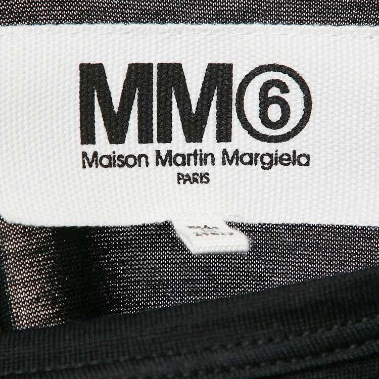 مملوكة مسبقًا MM6 Maison Margiela Black Cotton Knit Elongated Sleeve Mini Dress M