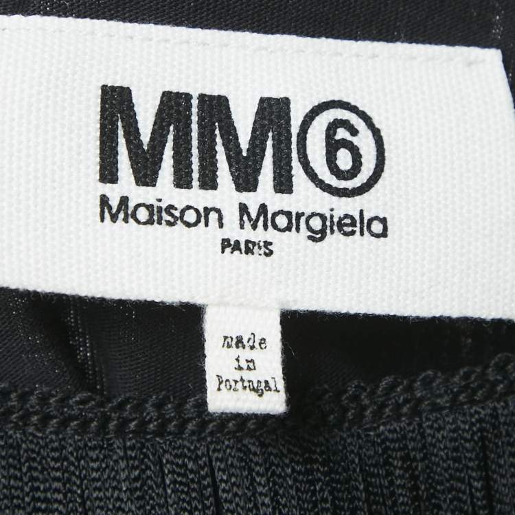 Pre Owned MM6 Maison Margiela Black Jersey Tassel Detail T-Shirt S