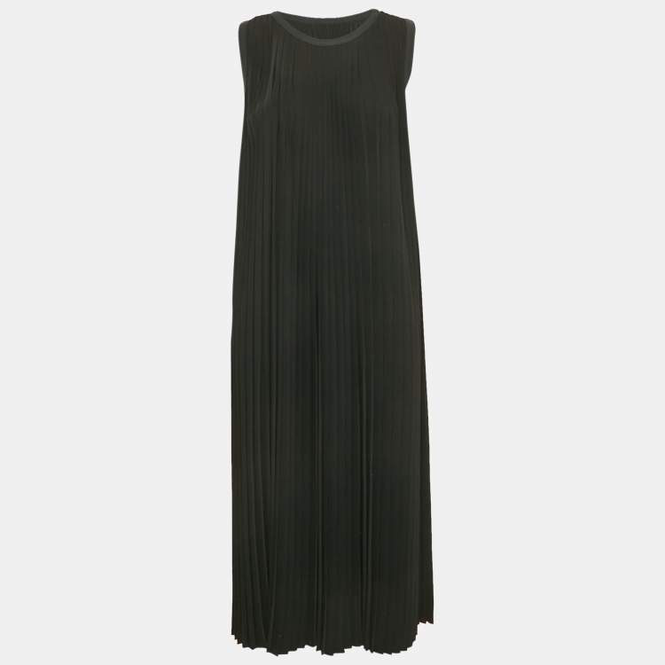 Pre Owned MM6 Maison Martin Margiela Black Plisse Midi Dress M