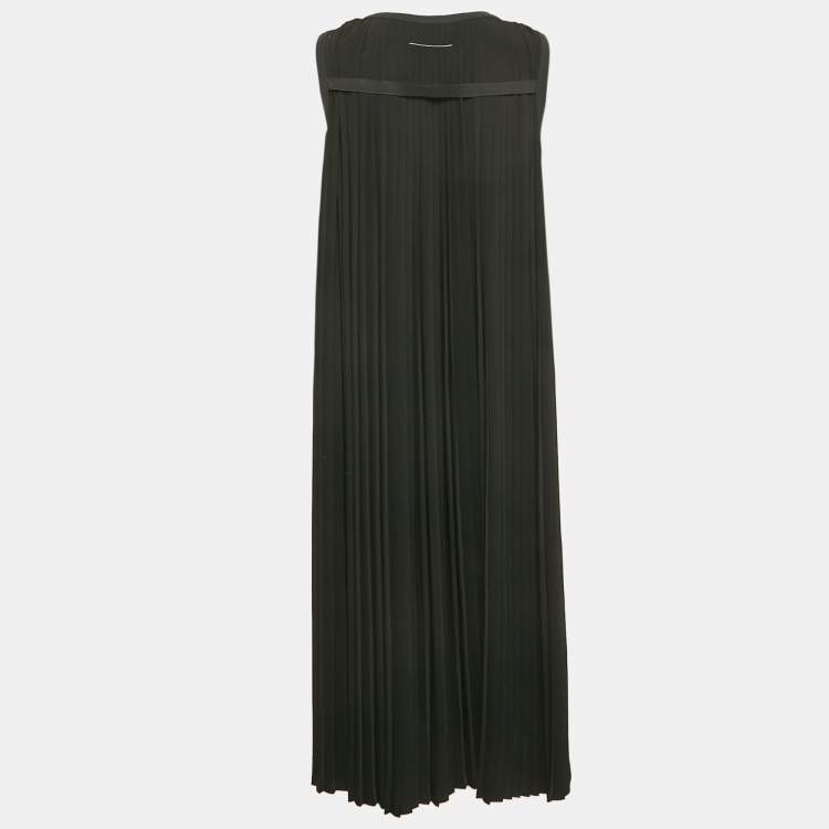 Pre Owned MM6 Maison Martin Margiela Black Plisse Midi Dress M